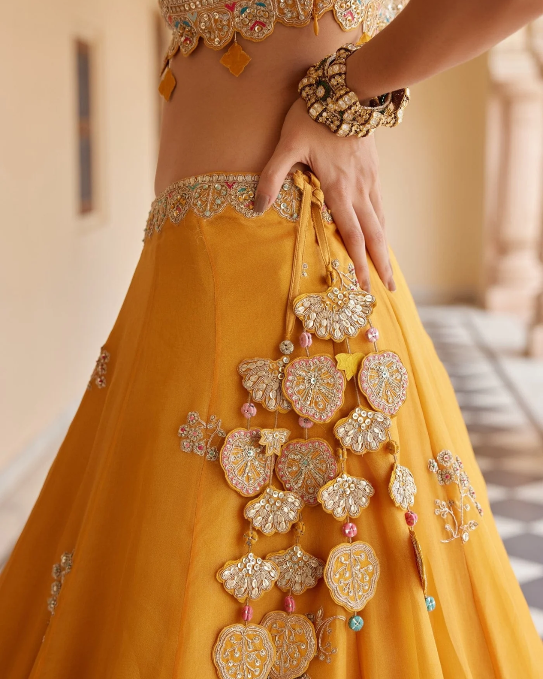Osaa By Adarsh - Orange Peel Embroidered Lehenga From RASM