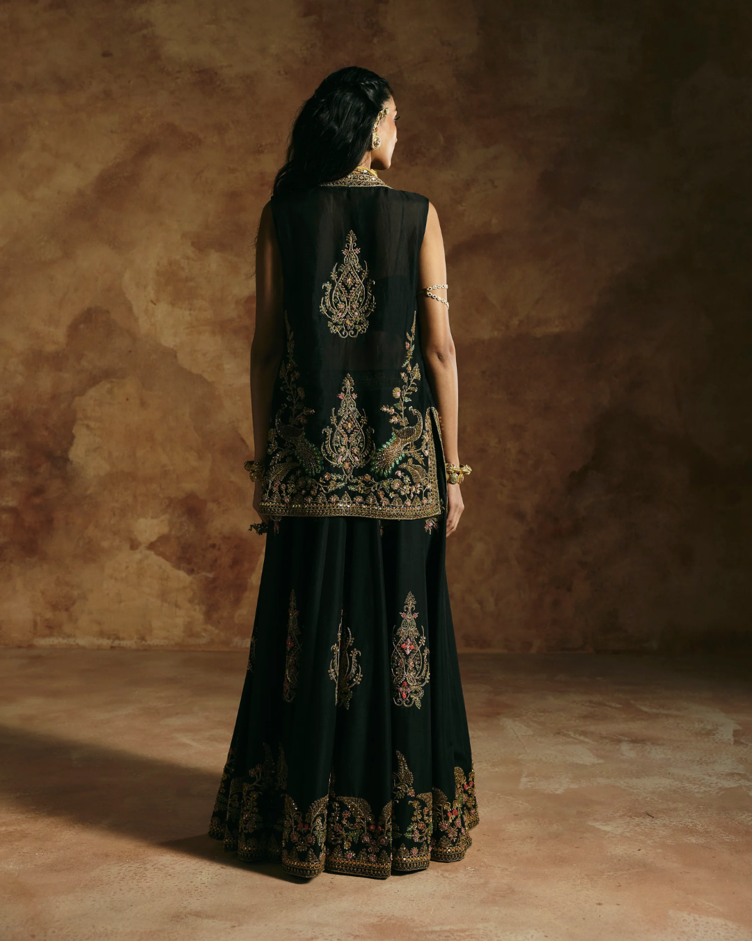 Aman Takyar - Black Jacket Sharara Set From Today's Sindh