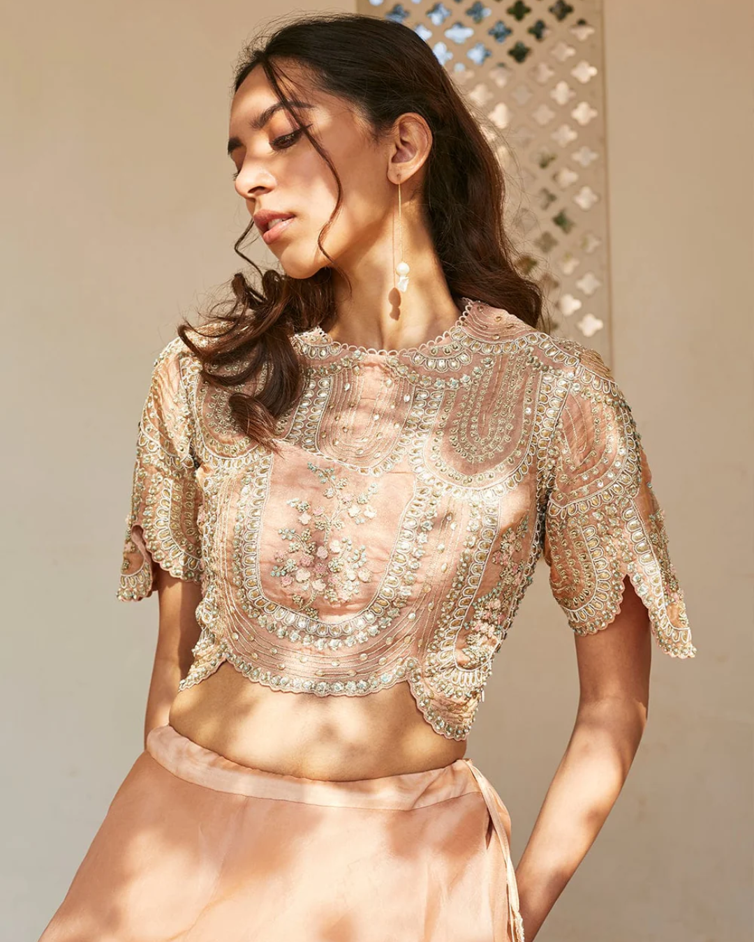 Osaa By Adarsh - Bahaar Optical Embroidered Top and Skirt From RASM
