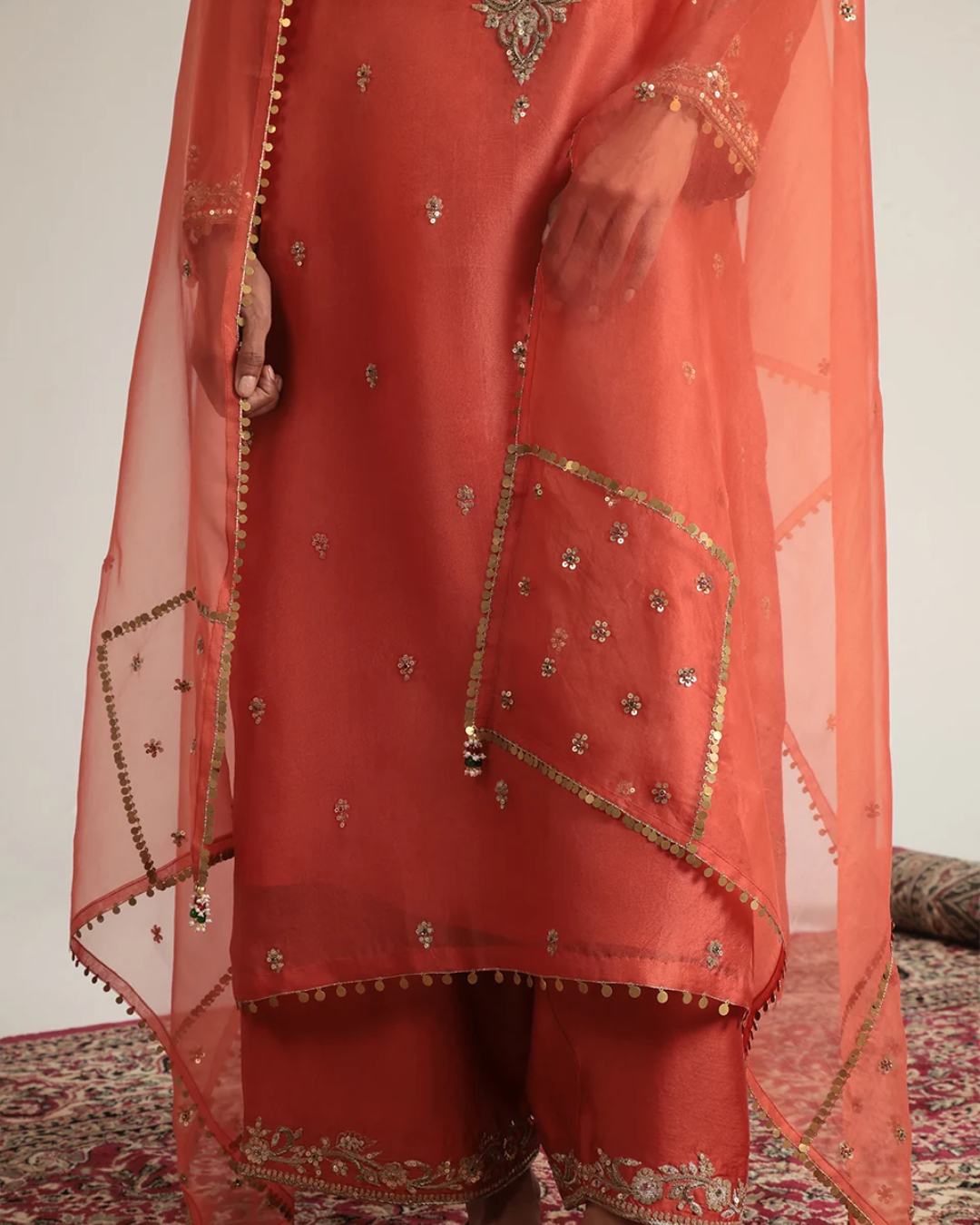 Niti Bothra - Zar-Rang Orange Long Kurta Set