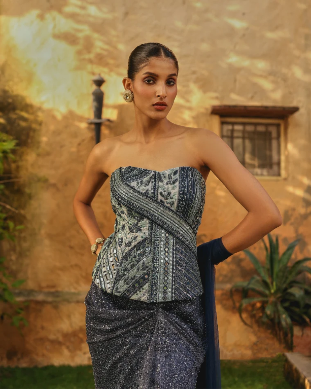 Label Moni K - Ombre Drape Set From Naqsh
