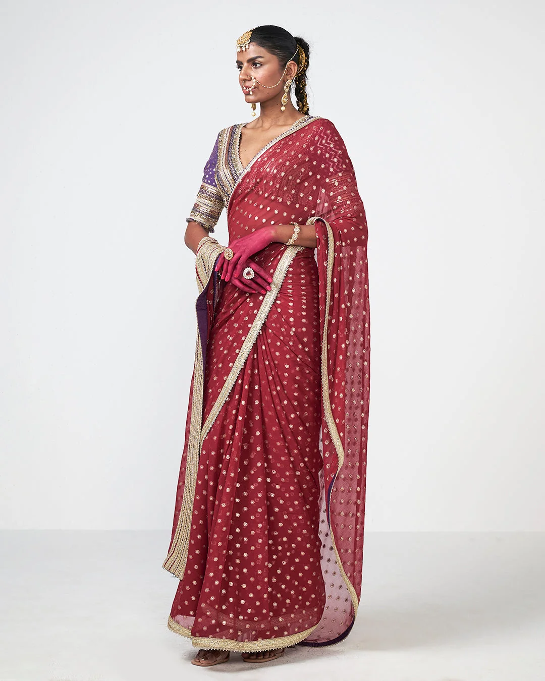 Rishi and Vibhuti - Cherry Dewk Saree From Gulon Ke Rang