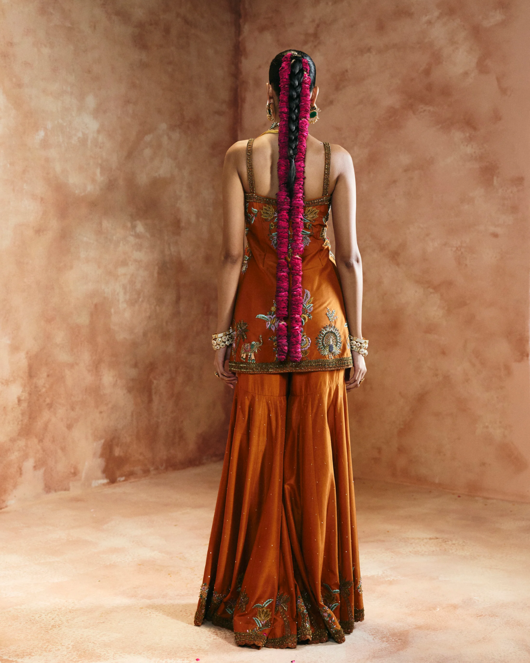 Aman Takyar - Brick Rust Sharara Set From Today's Sindh