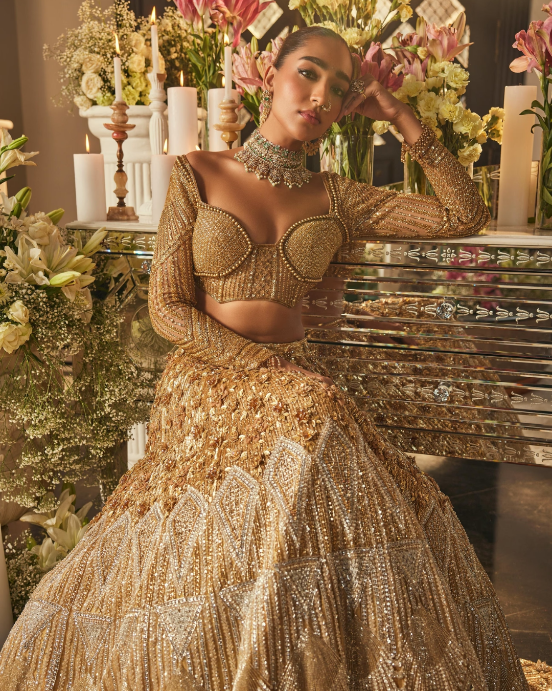 Isa by Dolly Wahal - Ombre Gold & Silver Lehenga From Bridal
