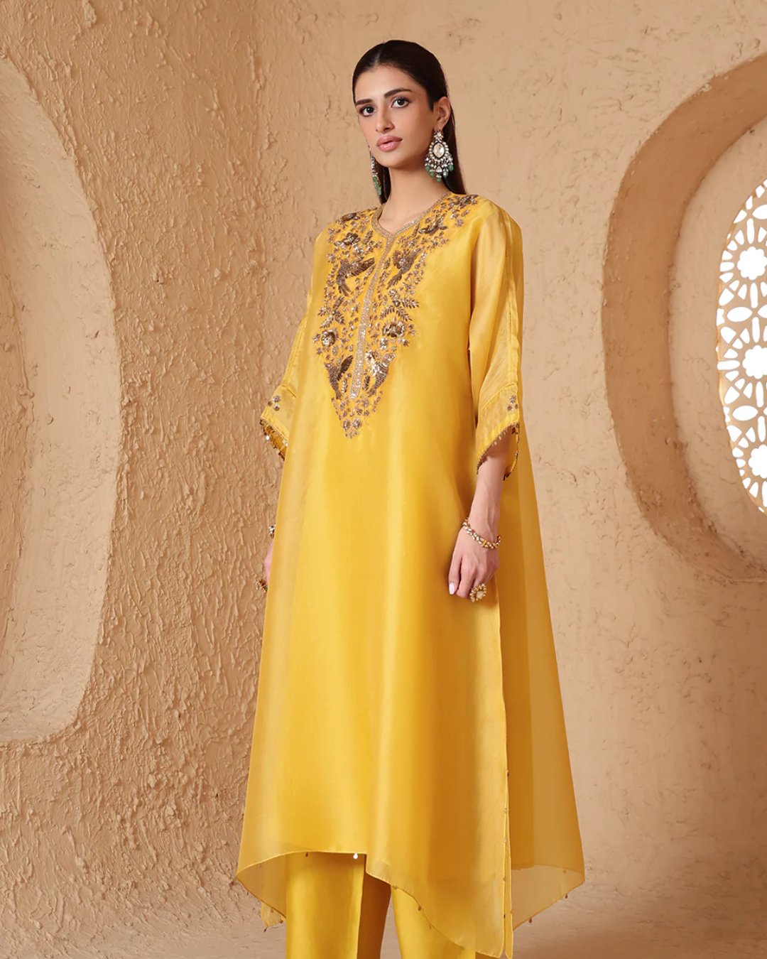 Niti Bothra -  Mehrang Yellow Kaftan Kurta Set