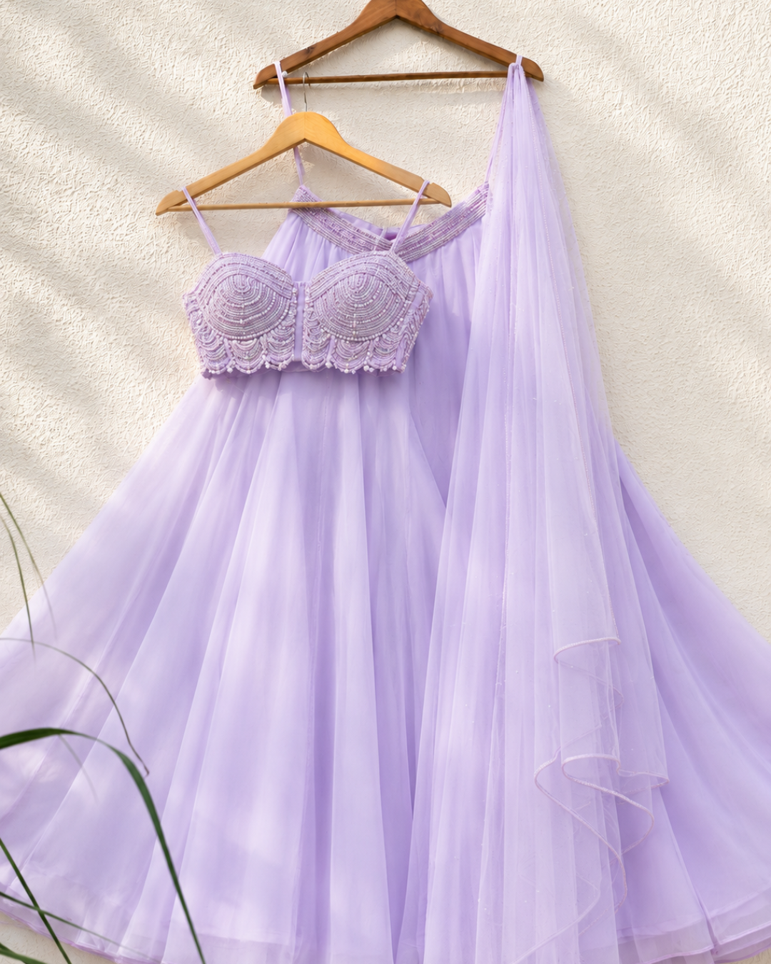 Anisha Shetty - Lilac Pearl And Cutdana Blouse With Goergette Sharara