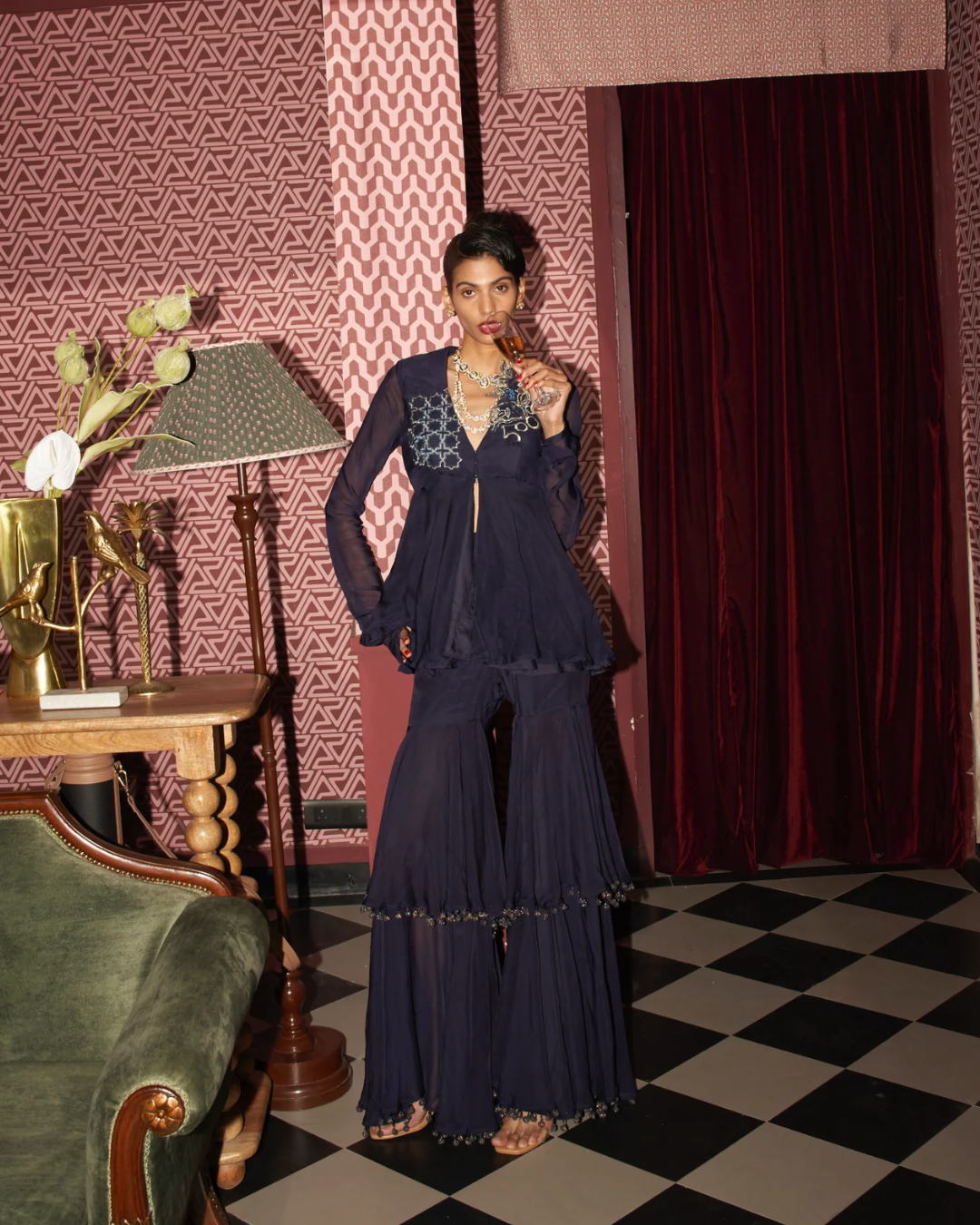 Rishi and Vibhuti - Navy Noor Set From Rock & Roll