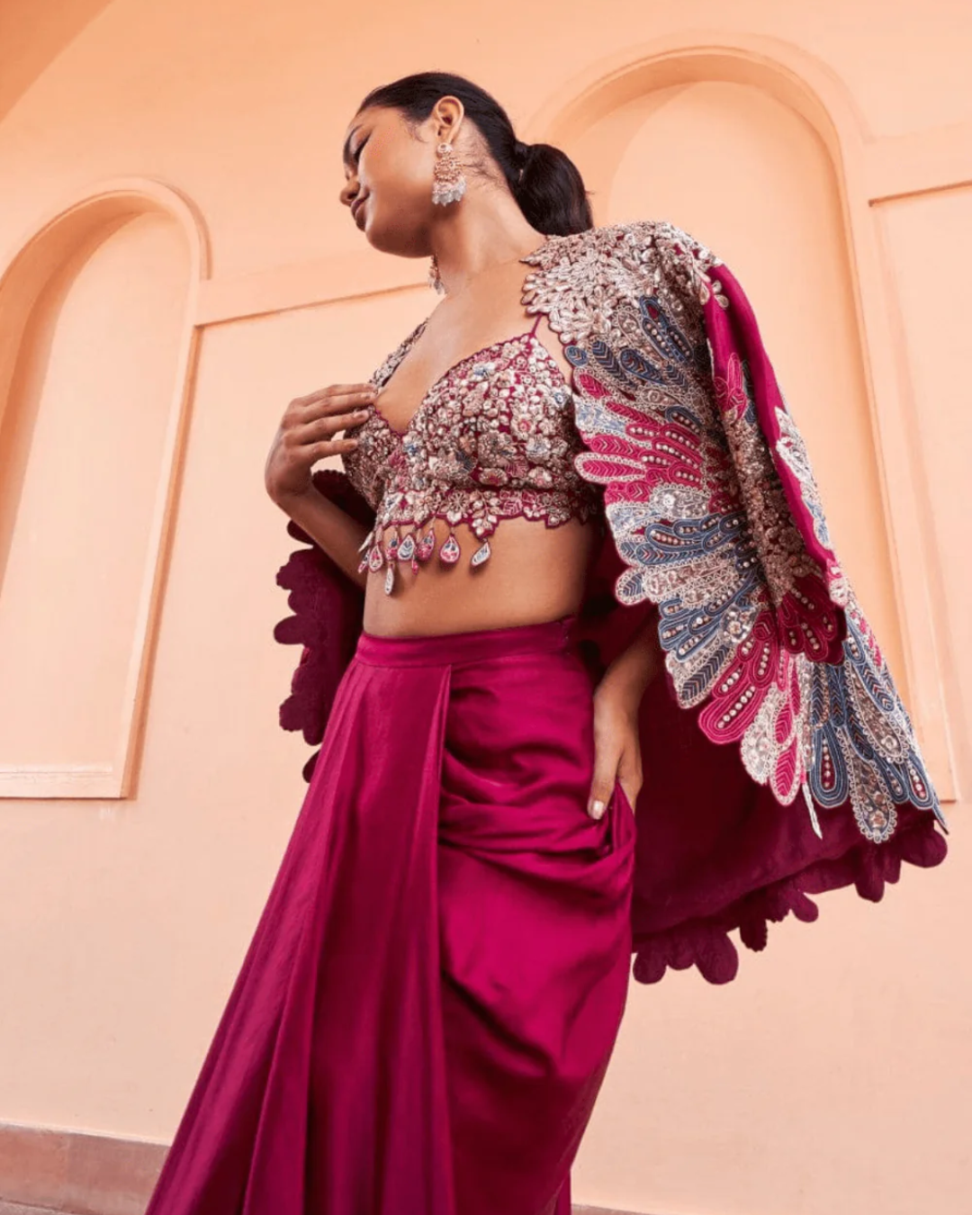 Osaa By Adarsh - Sangria Plum Embroidered Jacket Set From Rasm