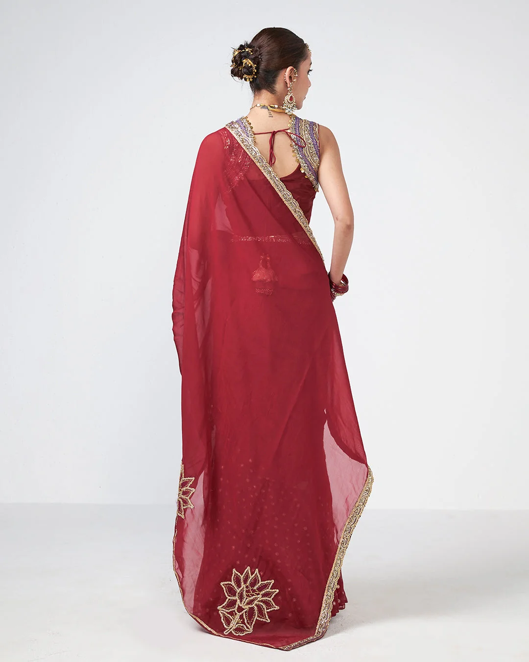 Rishi and Vibhuti - Cherry Chamak Saree From Gulon Ke Rang