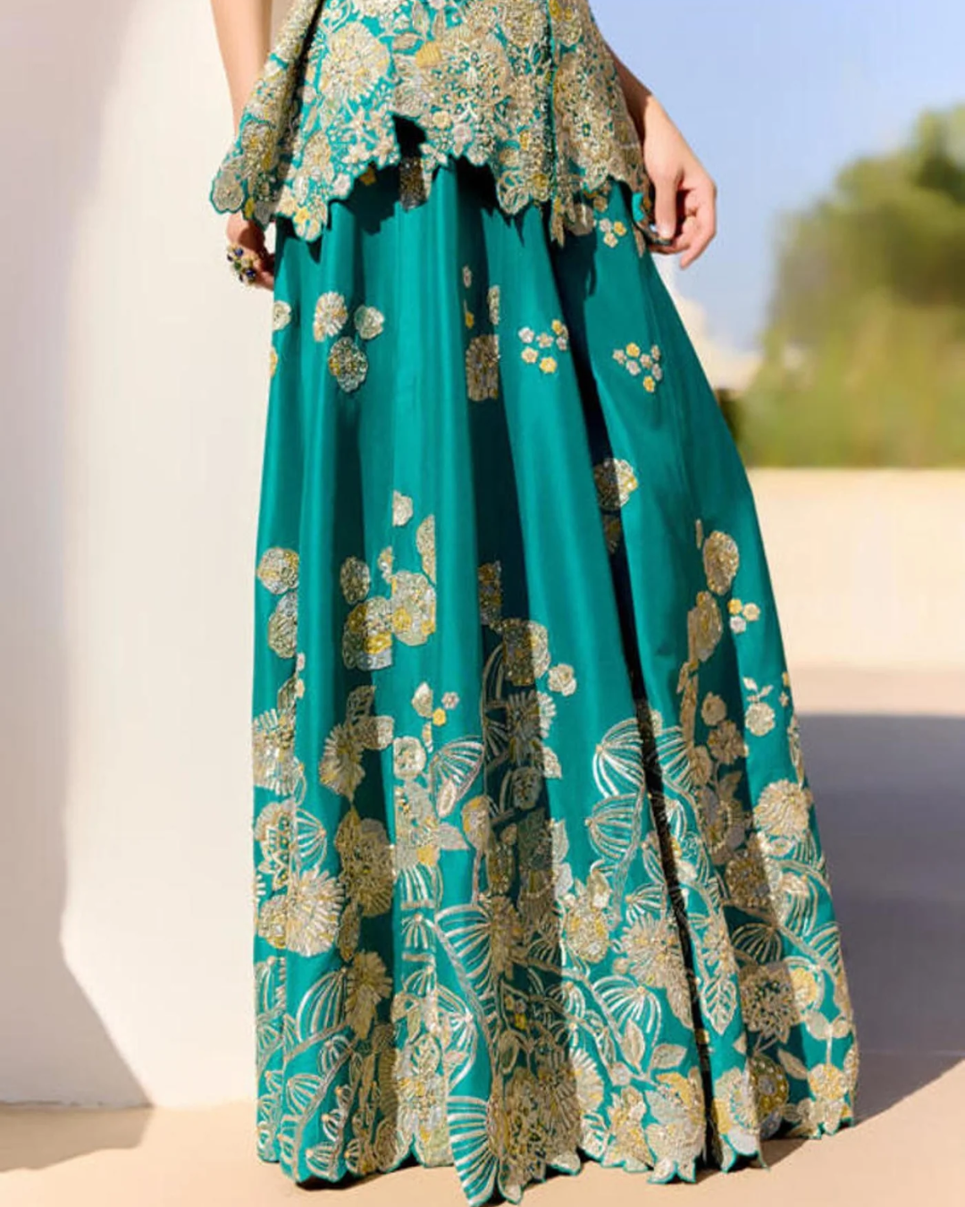 Osaa By Adarsh - Pine Green Peplum Garara Set From SAFAR