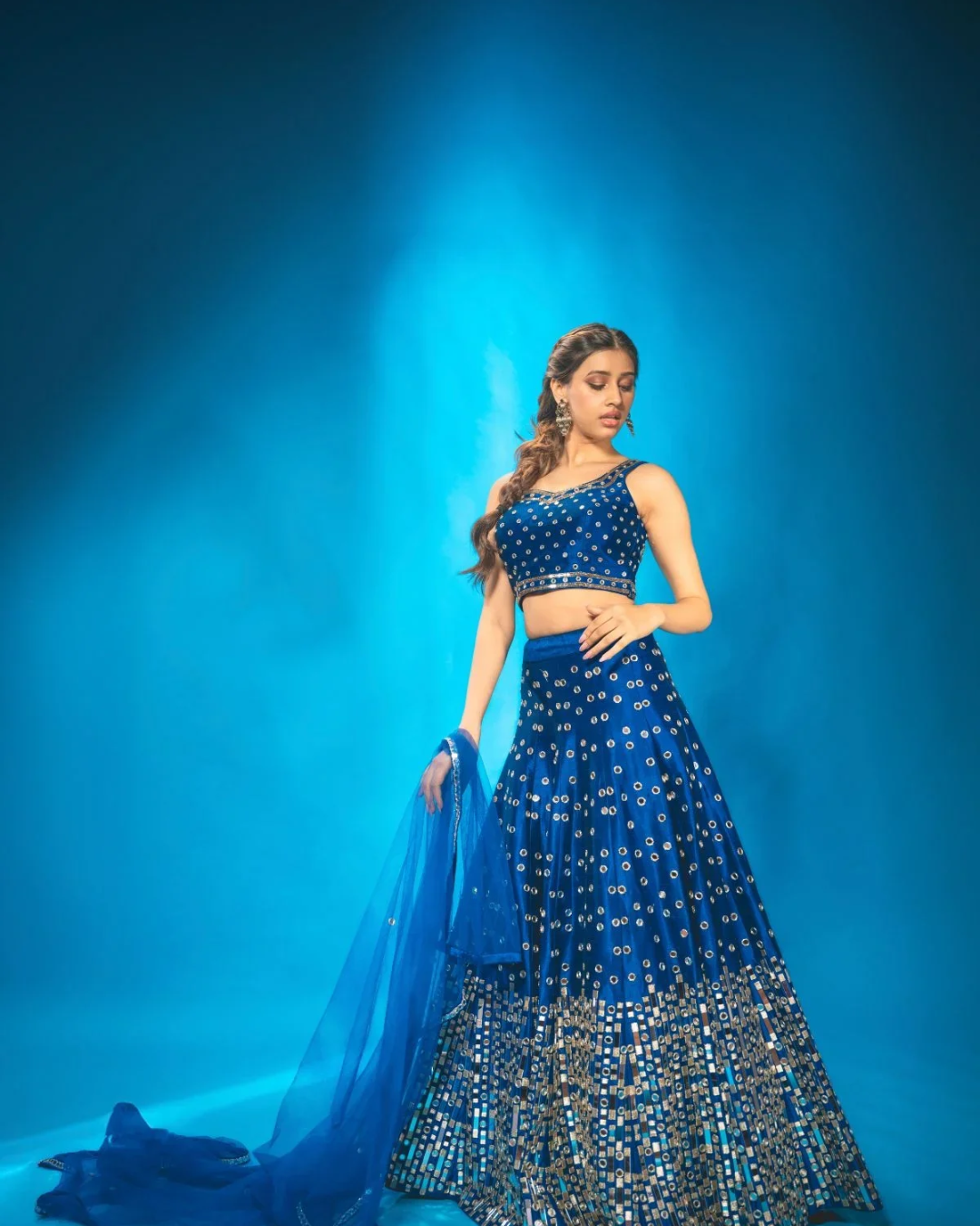 Anisha Shetty - Azure Blue Lehenga Set From Rangin
