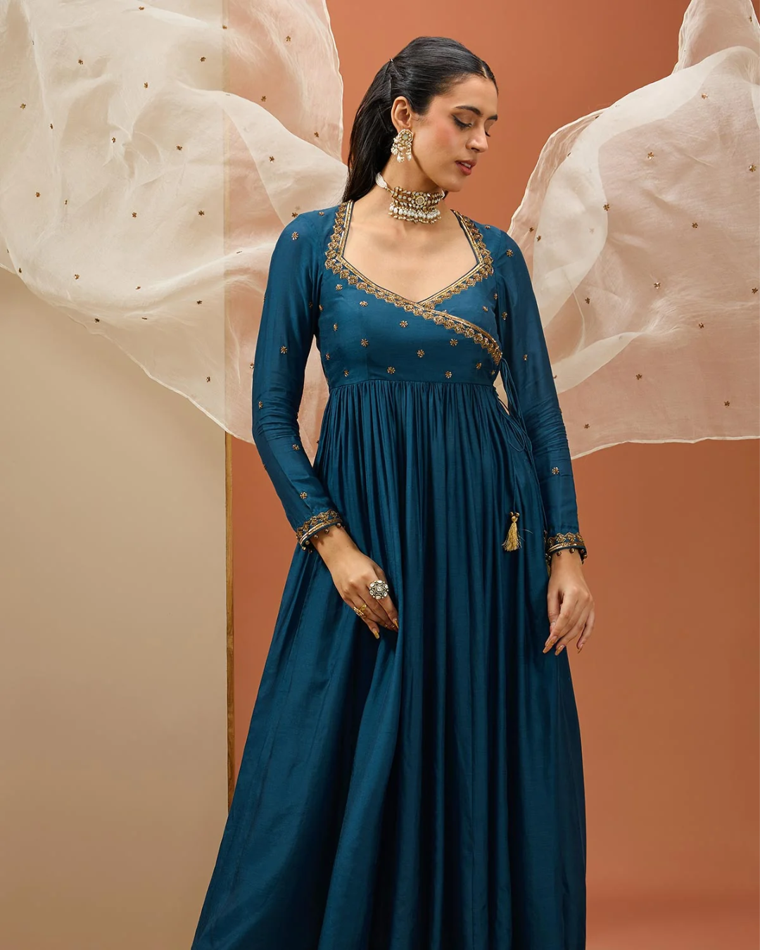 Esha Koul - Blue Angrakha Anarkali Set From Noor