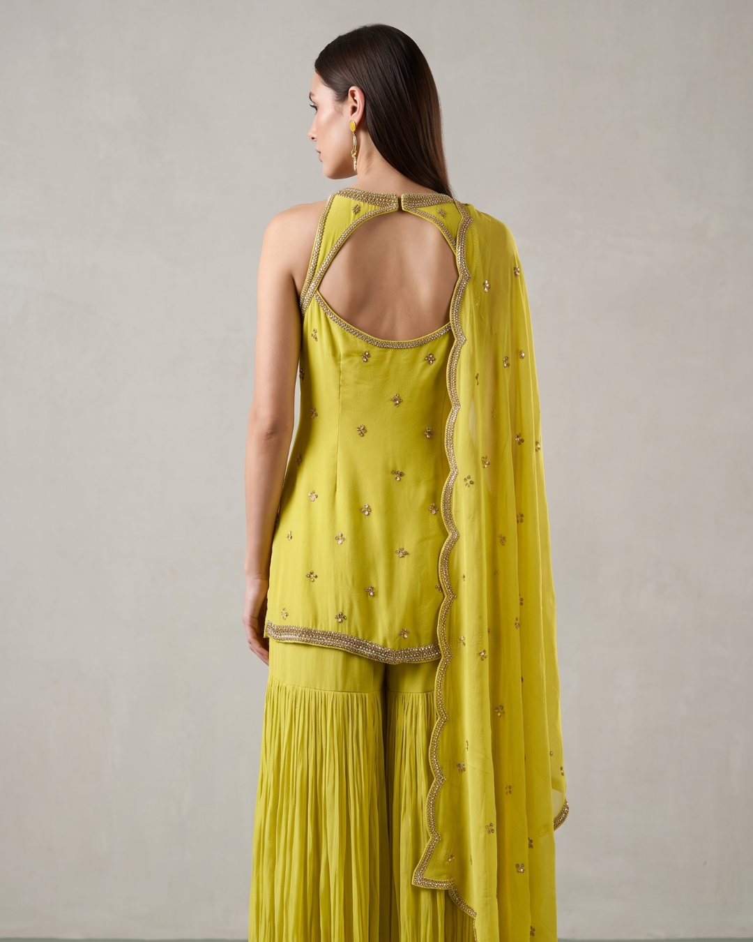 Basanti Kapde Aur Koffee - Yellow Embroidered Sharara Set From Suits & Shararas