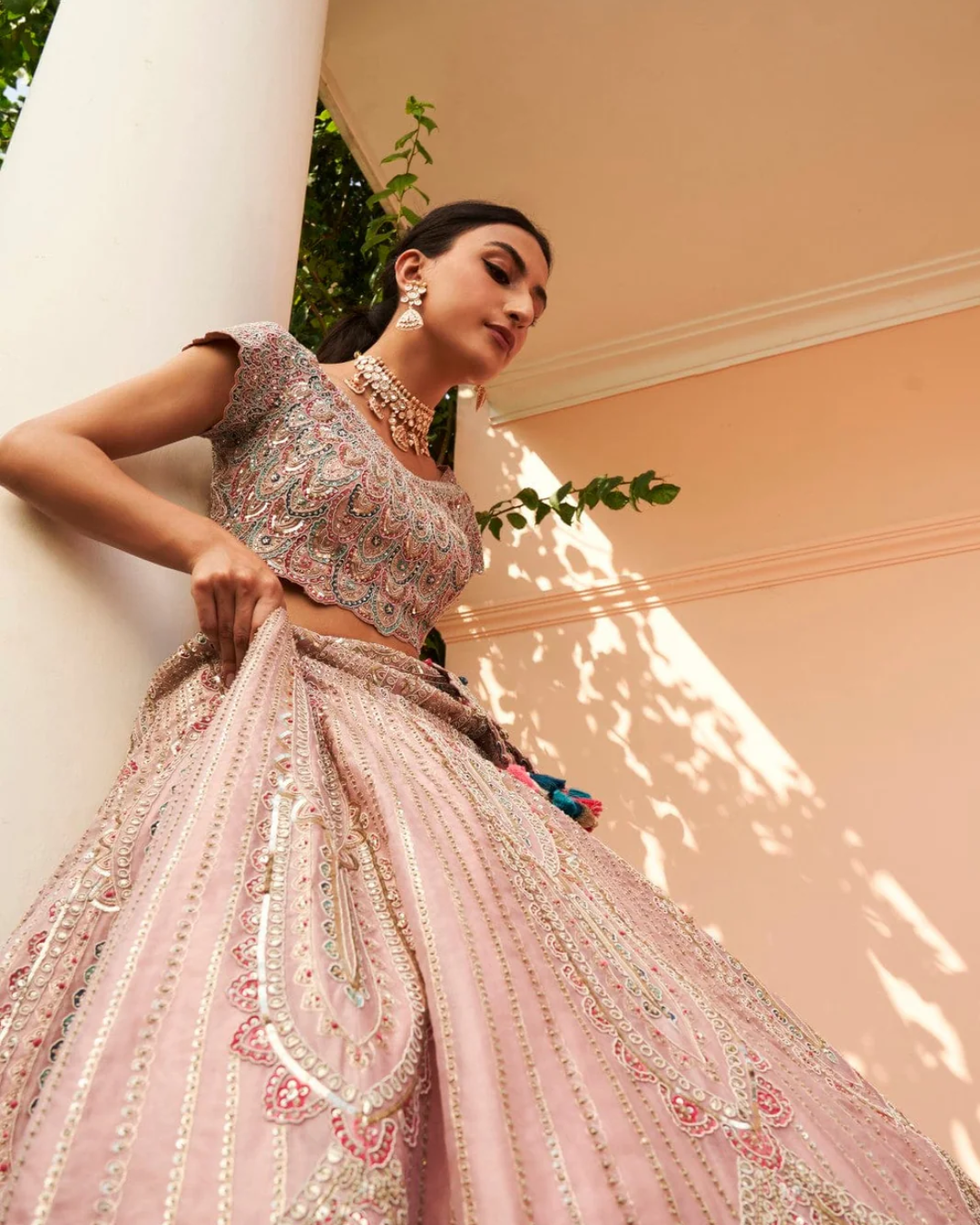 Osaa By Adarsh - Soft Berry Embroidered Lehenga Set From RASM