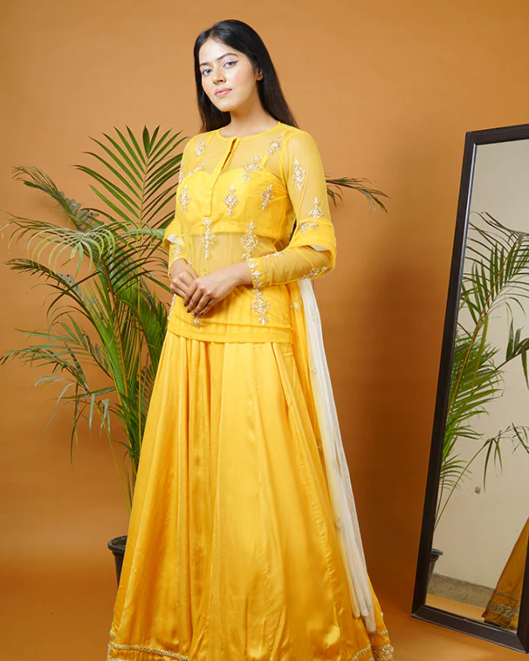 Sonali Bansal - Mustard kurti with bustier ,skirt and dupatta From Fiza