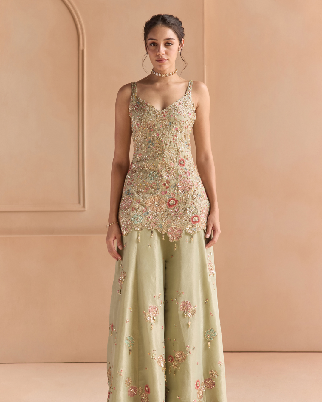 Osaa By Adarsh - Sage Embroidered Sharara Set From Off The Record