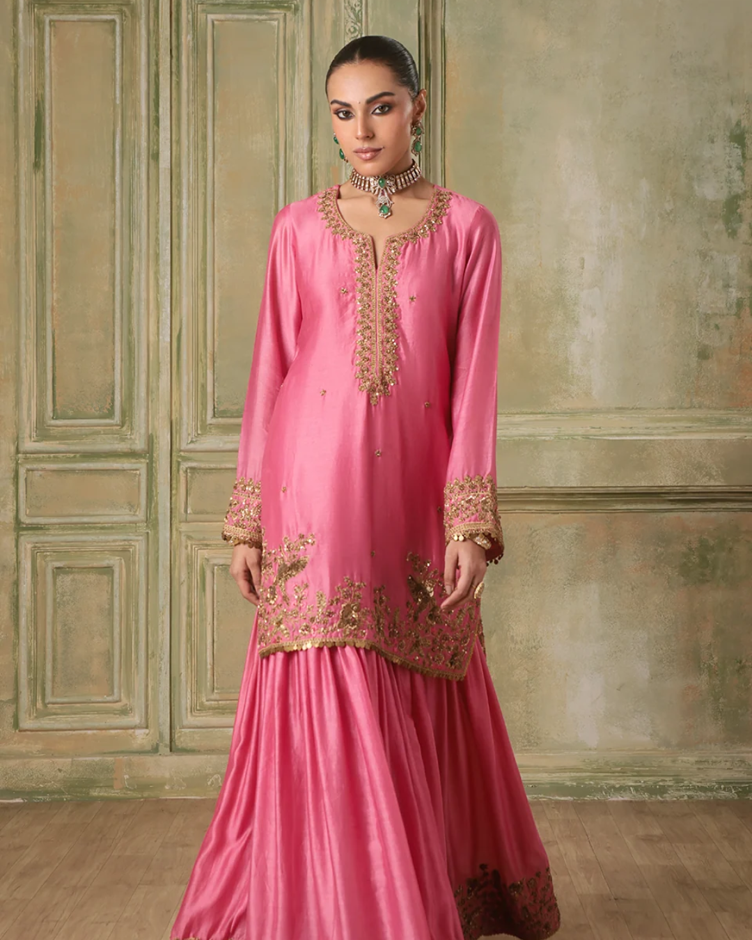Niti Bothra - Zar-Rang Pink Heavy Sharara Set