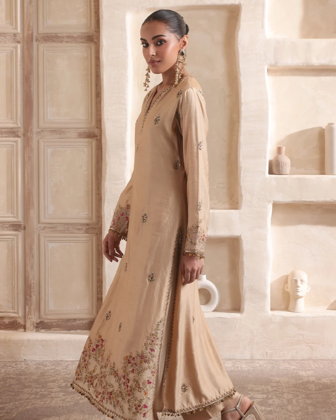 Niti Bothra - Zar-Rang Ivory Farshi Kurta Set