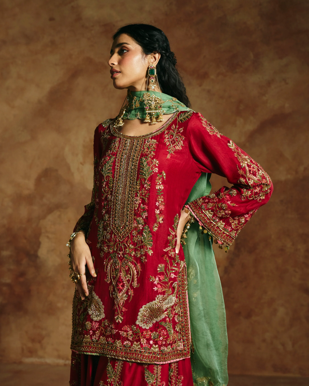 Aman Takyar - Red Sharara Set From Today's Sindh