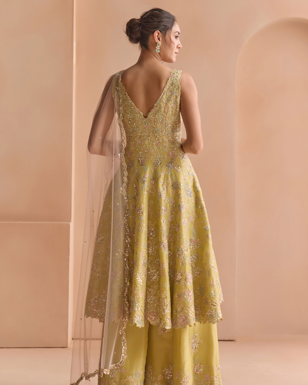Osaa By Adarsh - Citrus Yellow Embroidered Sharara Set From Off The Record