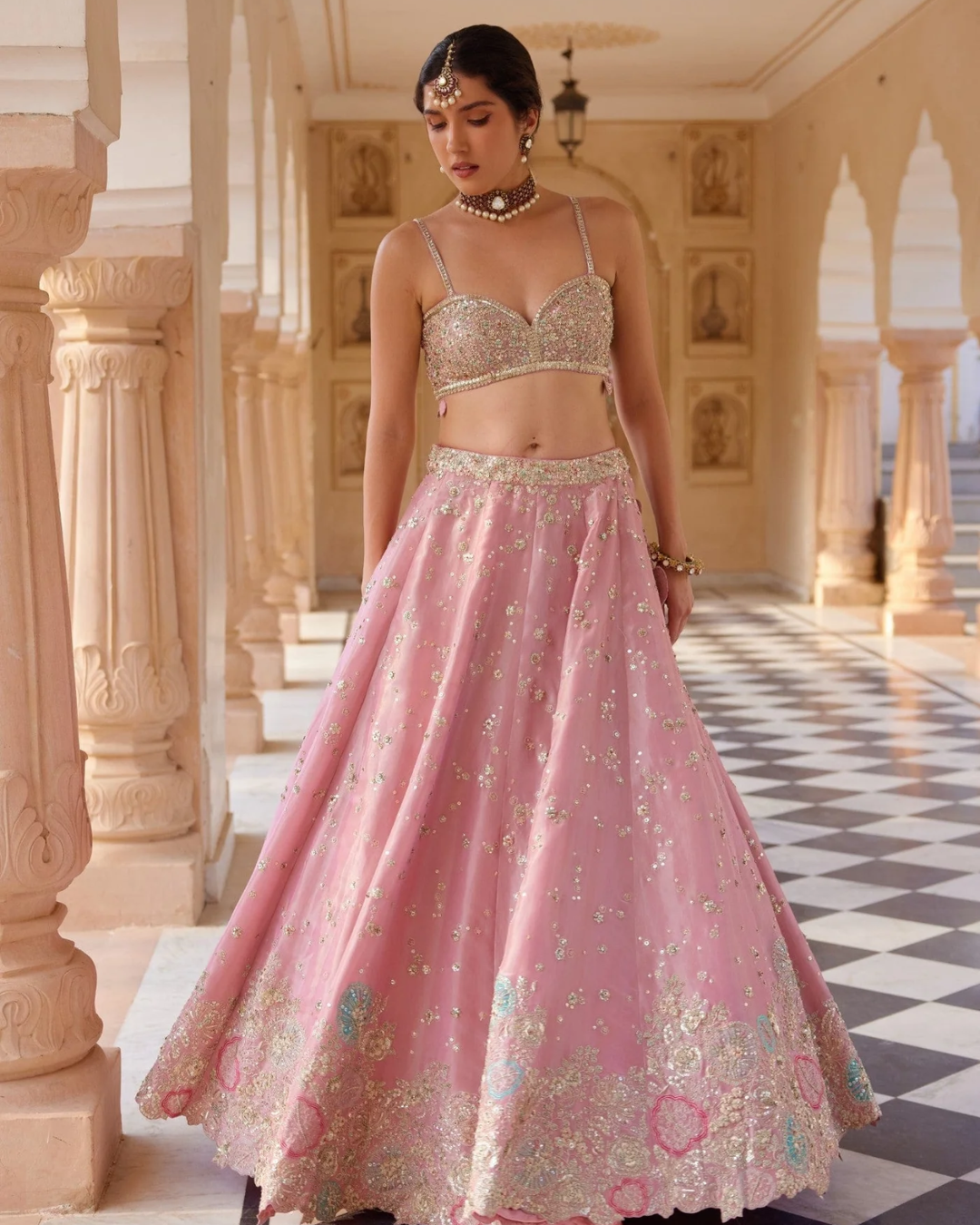 Osaa By Adarsh - Flamingo Pink Embroidered Lehenga From RASM