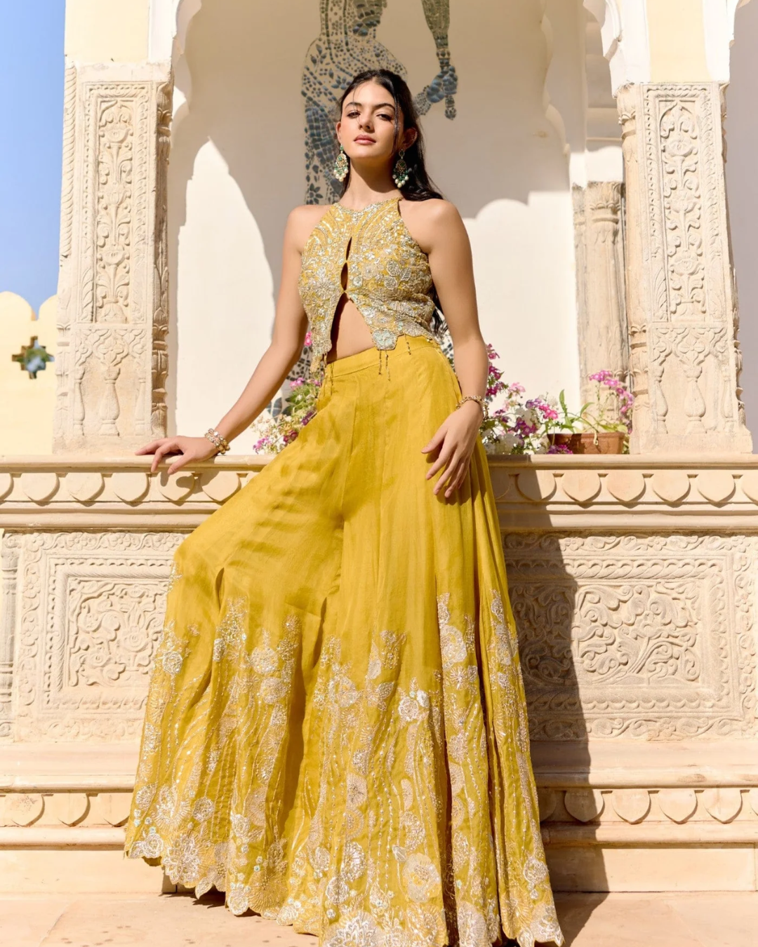 Osaa By Adarsh - Honey Gold Top and Garara Set From SAFAR