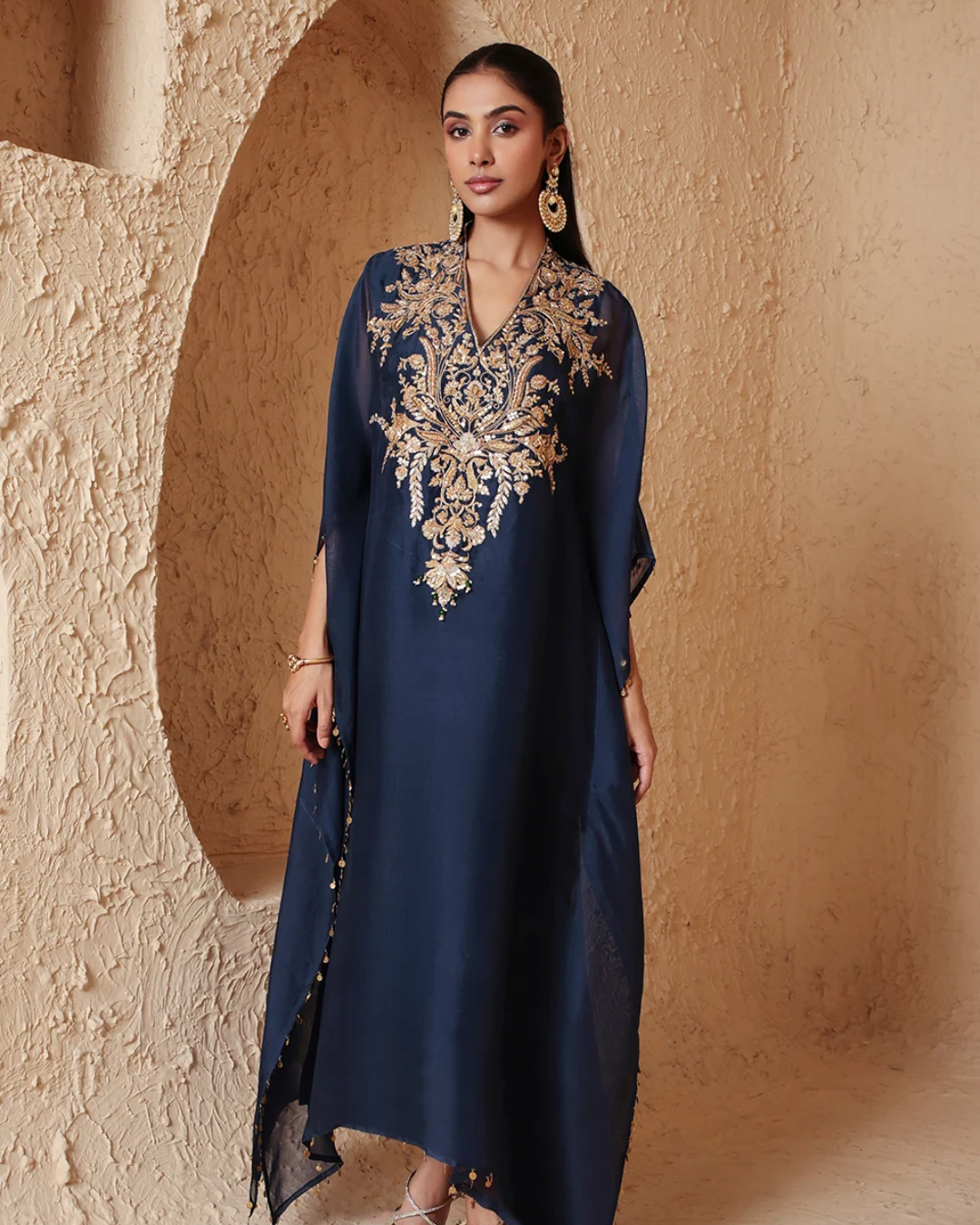 Niti Bothra - Zar-Rang Blue Heavy Kaftan Set