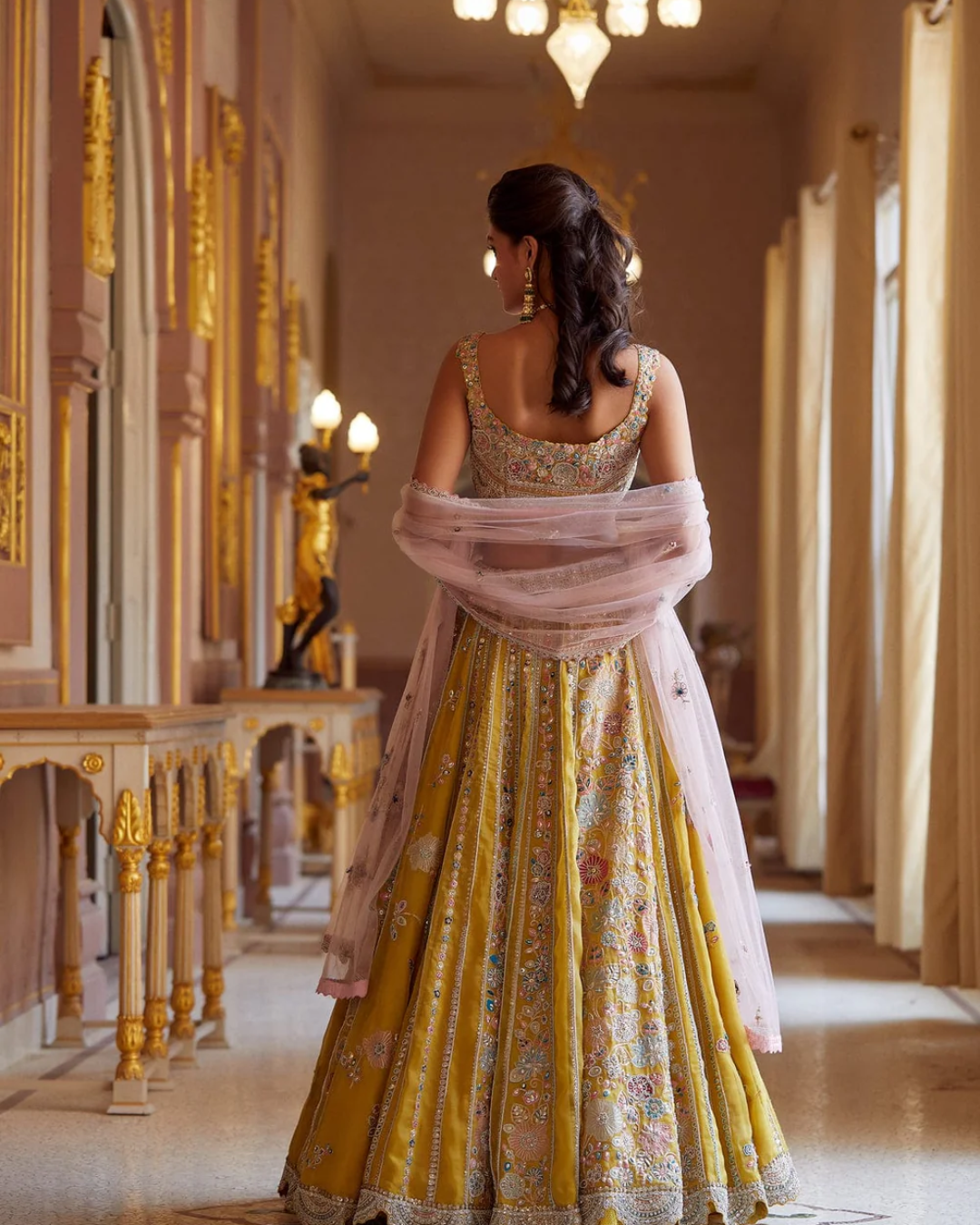 Osaa By Adarsh - Honey Gold Embroidered Organza Lehenga From RASM