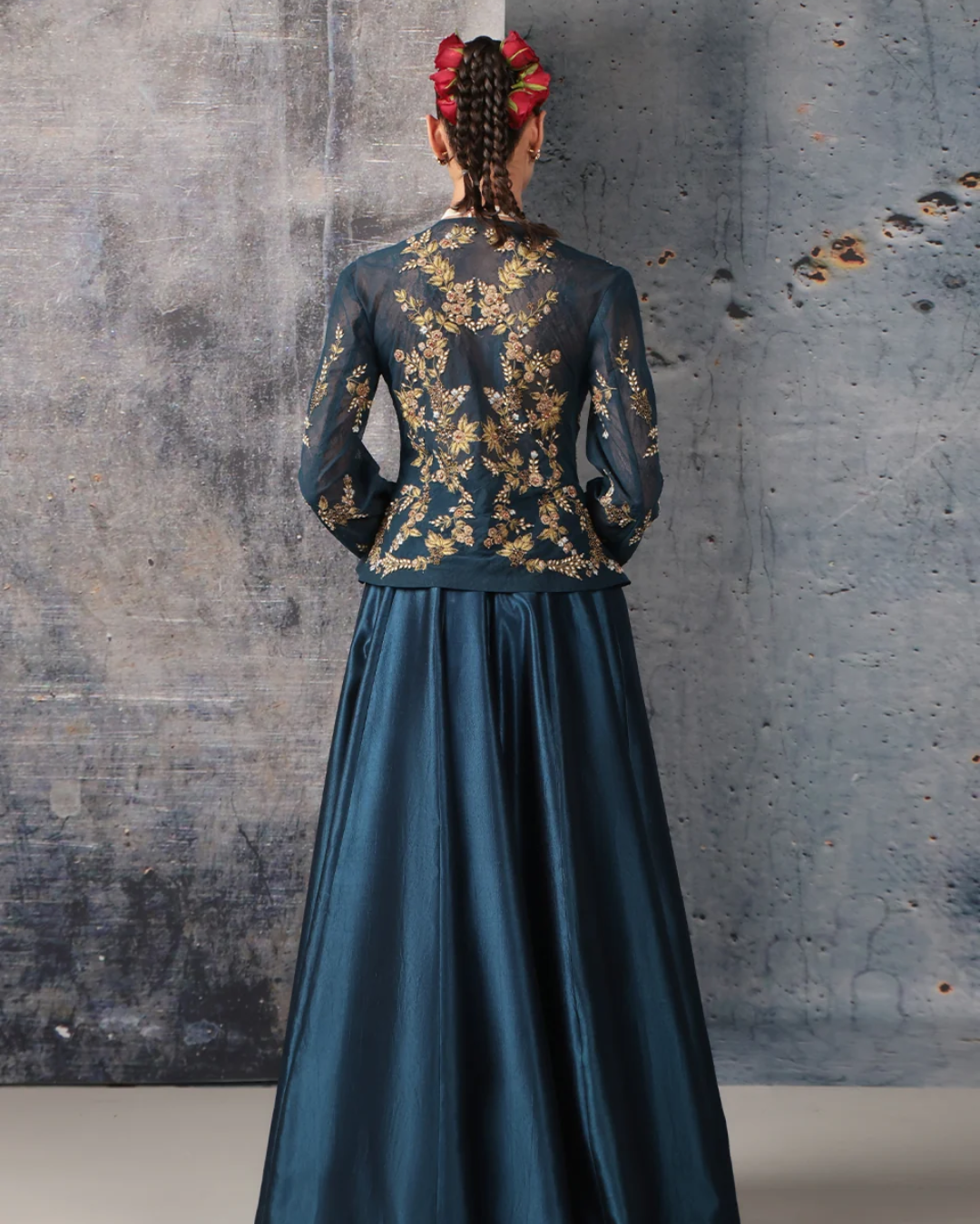 Niti Bothra - Zar-Rang Blue Peplum Lehenga Set