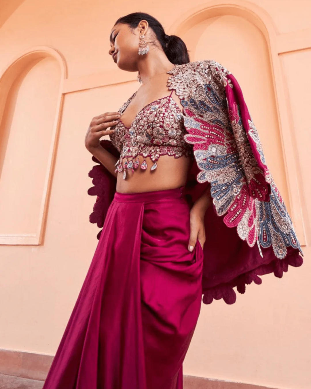 Osaa By Adarsh - Sangria Plum Embroidered Jacket Set From RASM