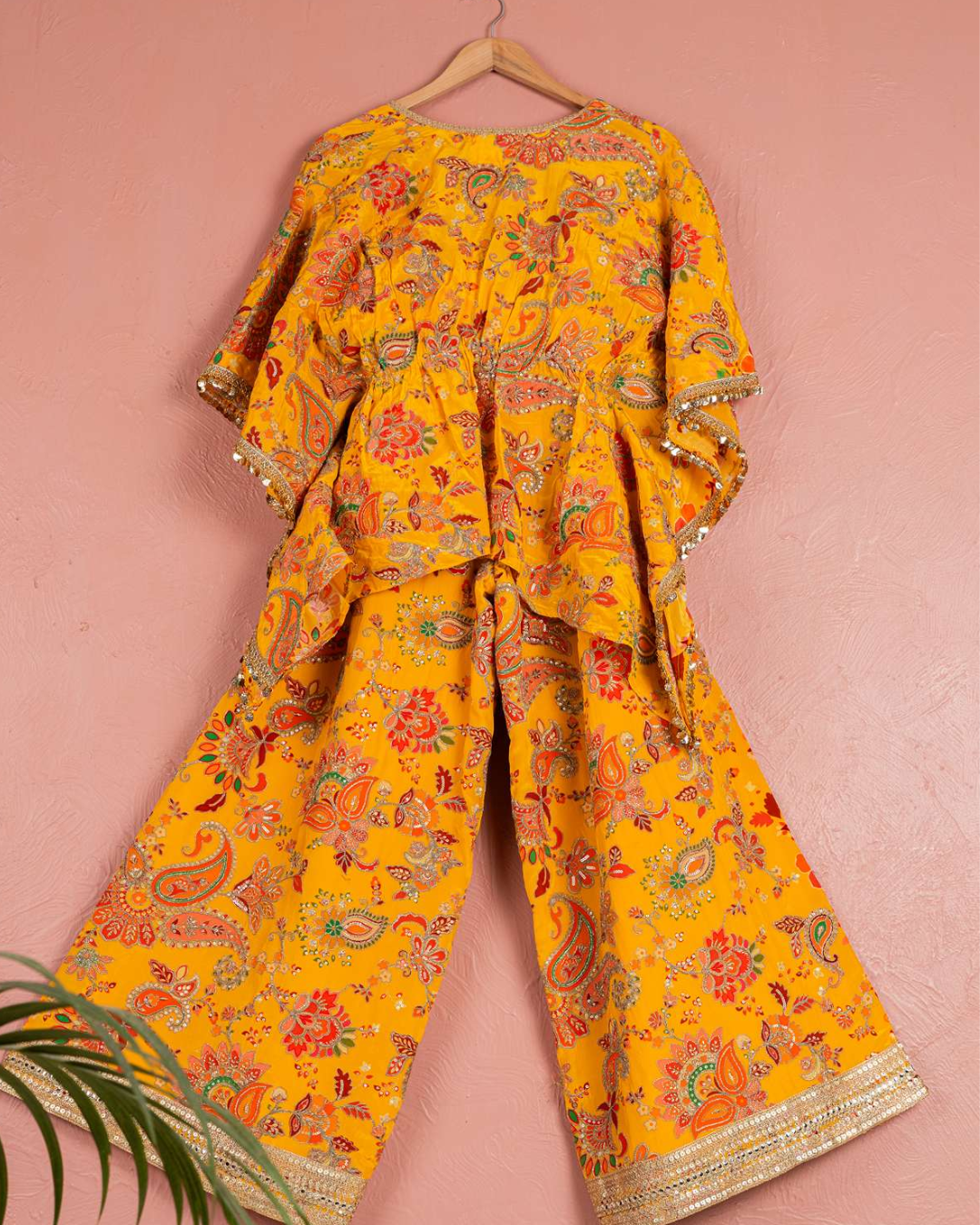 Anisha Shetty - Yellow Bloom Printed Cape  Set