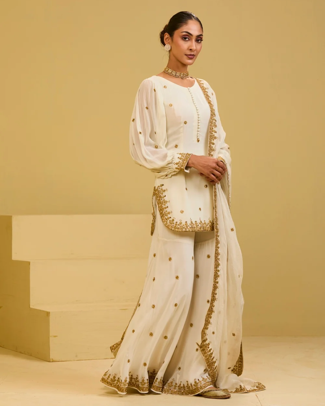 Esha Koul - Off White Sharara Set From Naaz