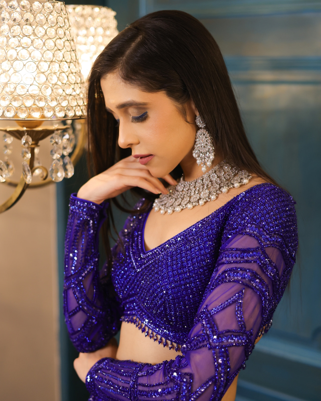 Isa by Dolly Wahal - Sanjana Blue Lehenga From Fiori