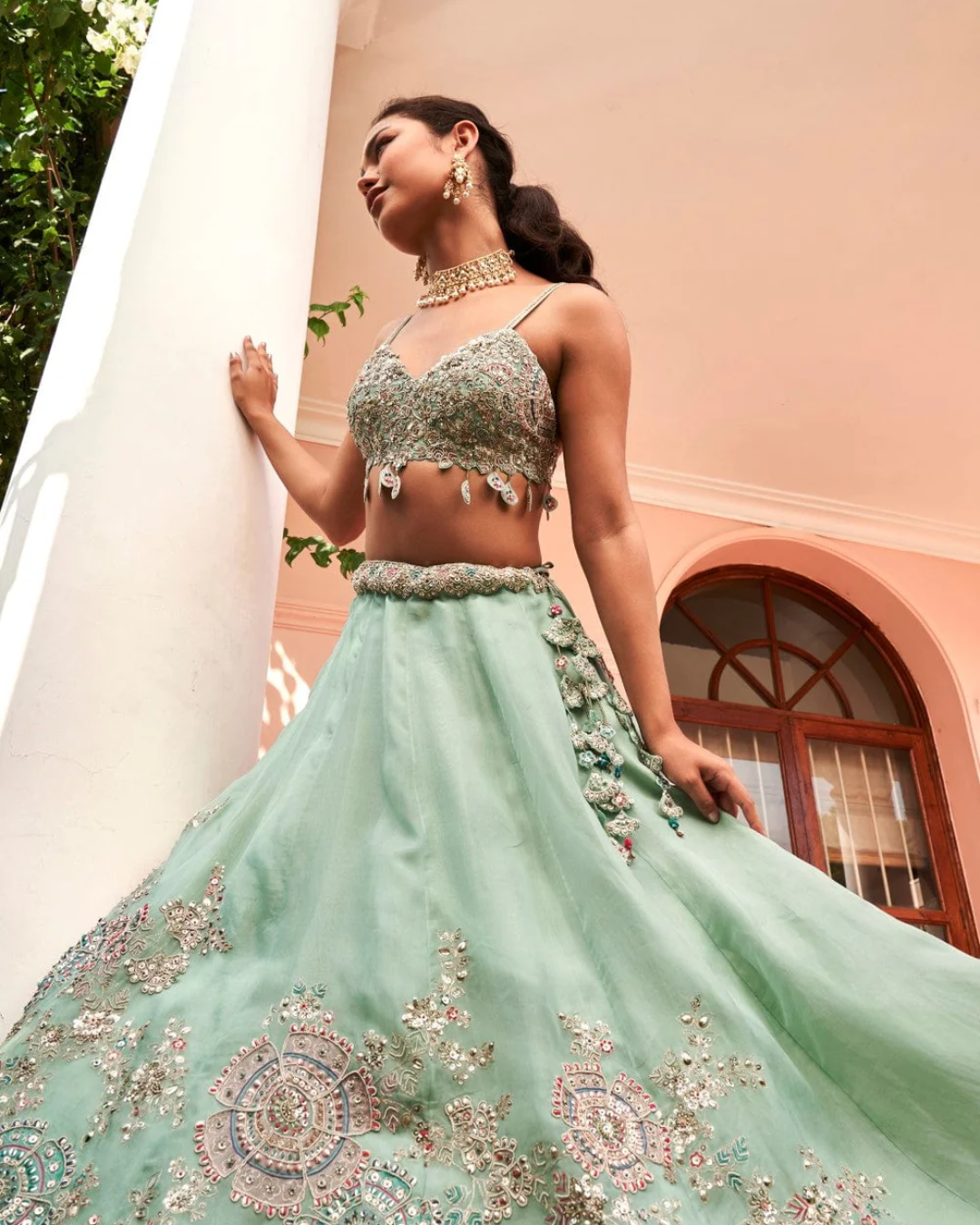 Osaa By Adarsh - Cadet Blue Embroidered Lehenga From RASM