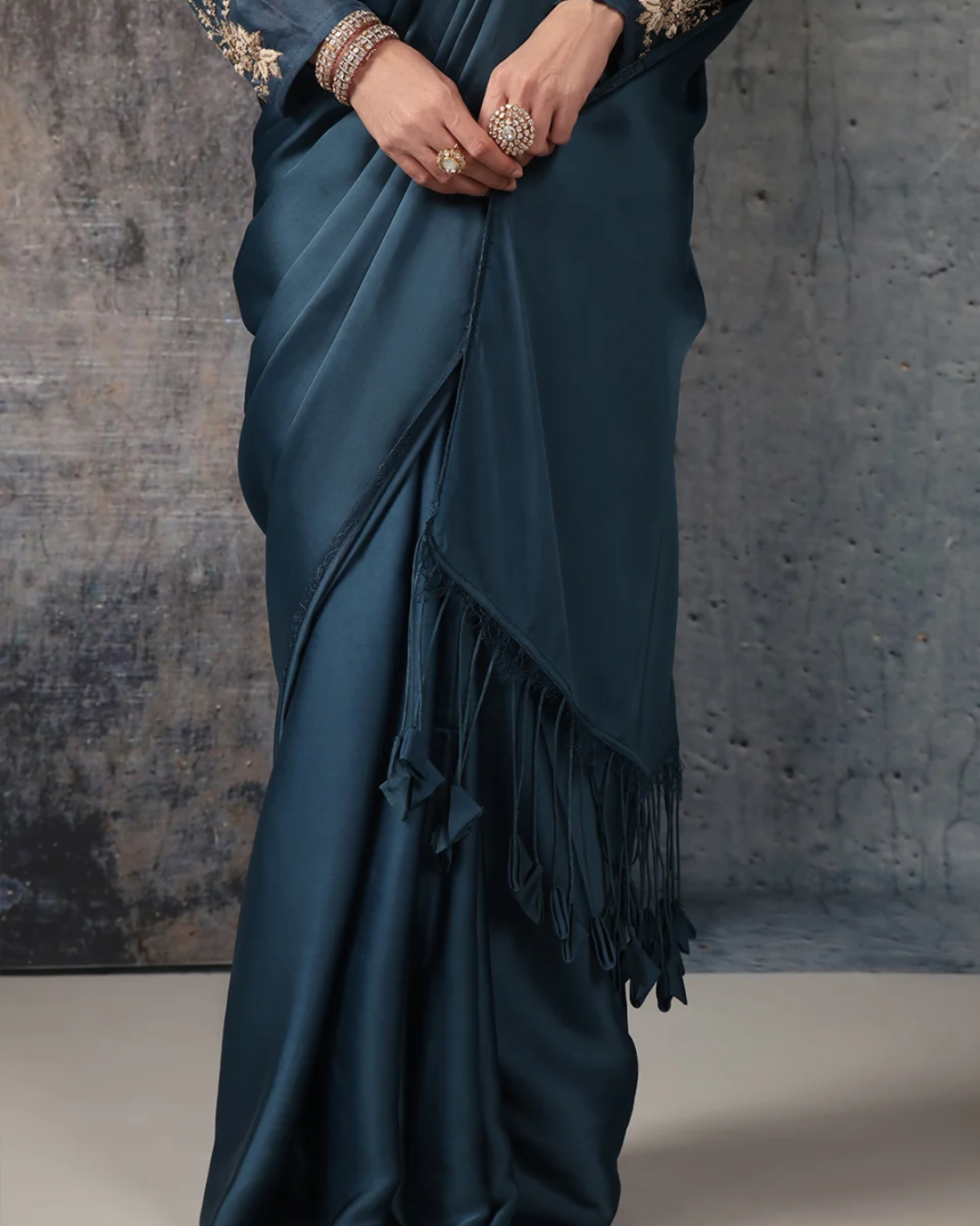 Niti Bothra - Zar-Rang Blue Jacket Saree Set