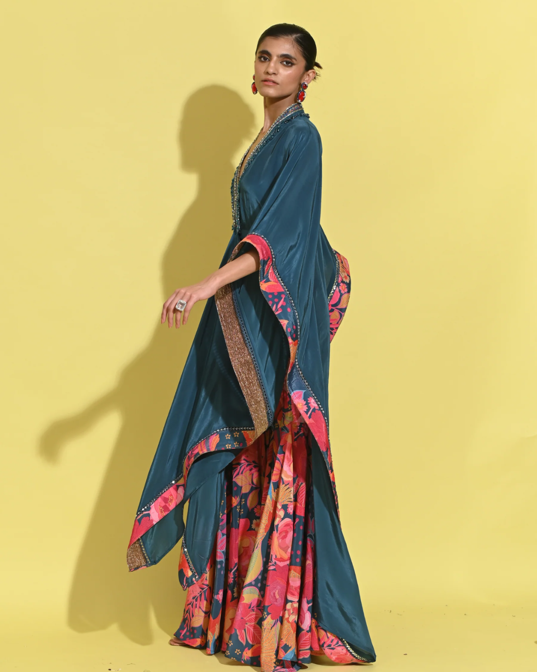 Rishi and Vibhuti - Teal Kaftan Set From Tamasha