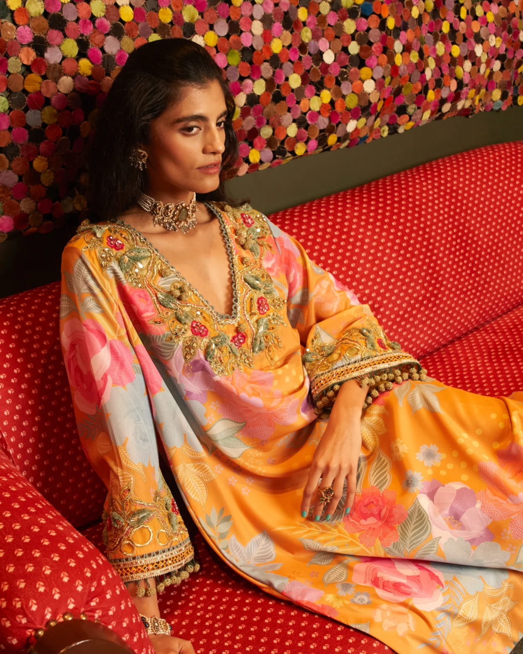 Rishi and Vibhuti - Marigold Choga Set From Rock & Roll