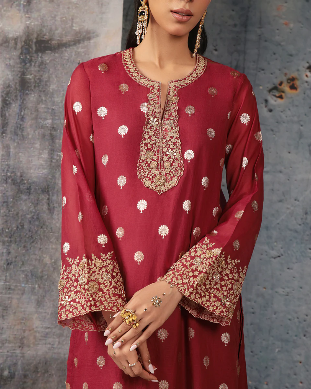 Niti Bothra - Mehrang Maroon Farshi Kurta Set
