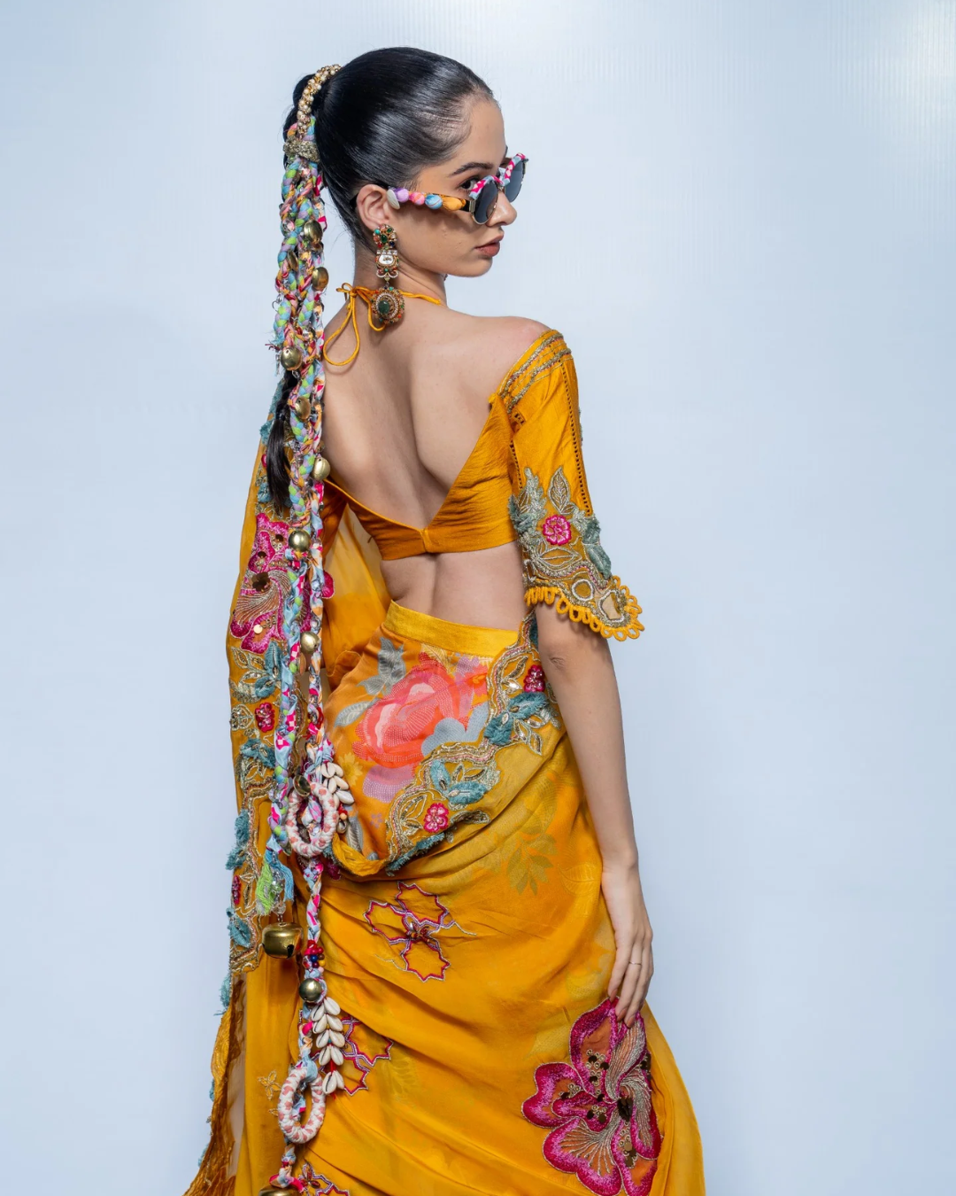 Rishi and Vibhuti - Marigold Muse Saree From Rock & Roll