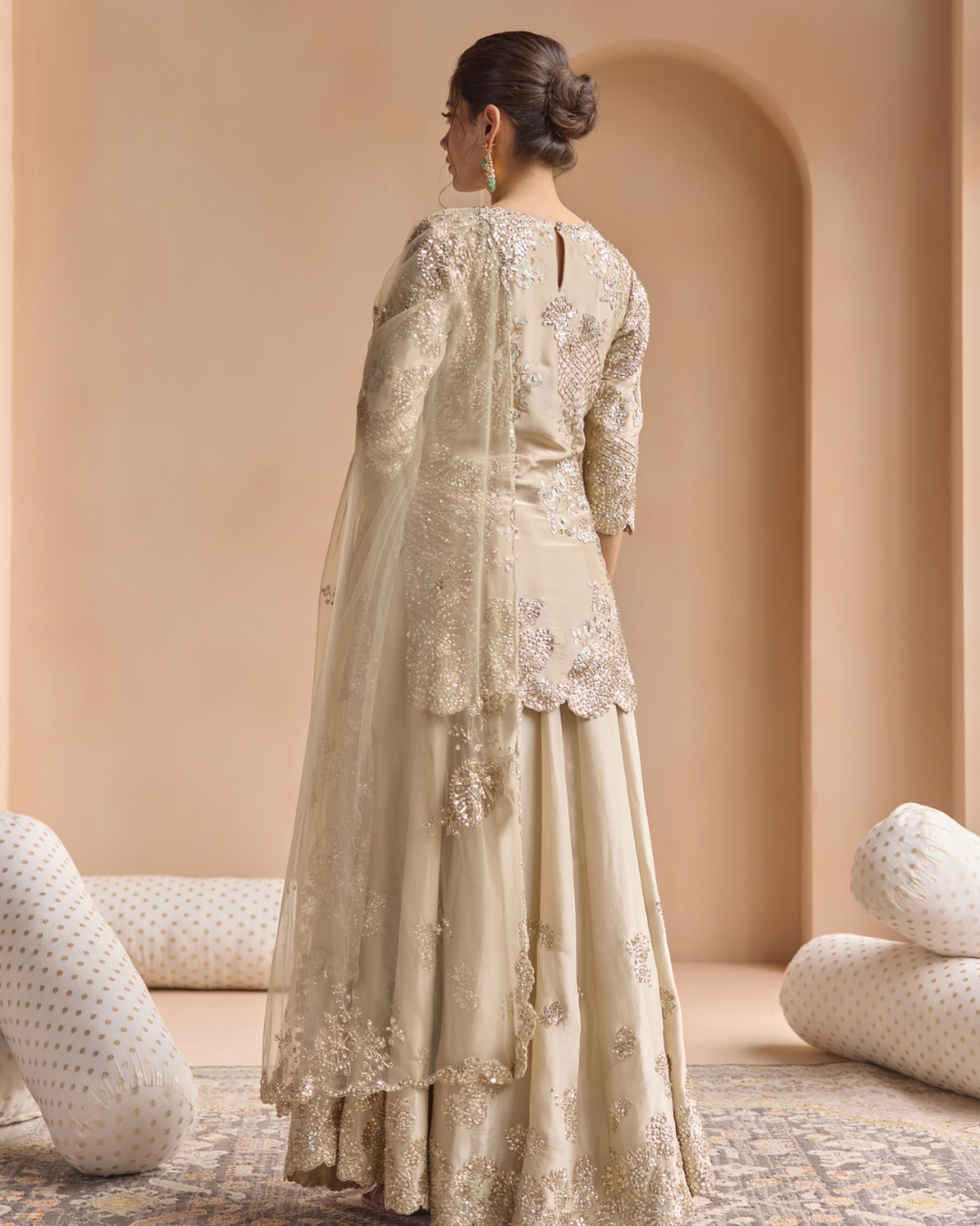 Osaa By Adarsh - Beige Champage Tissue Sharara Set From Off The Record