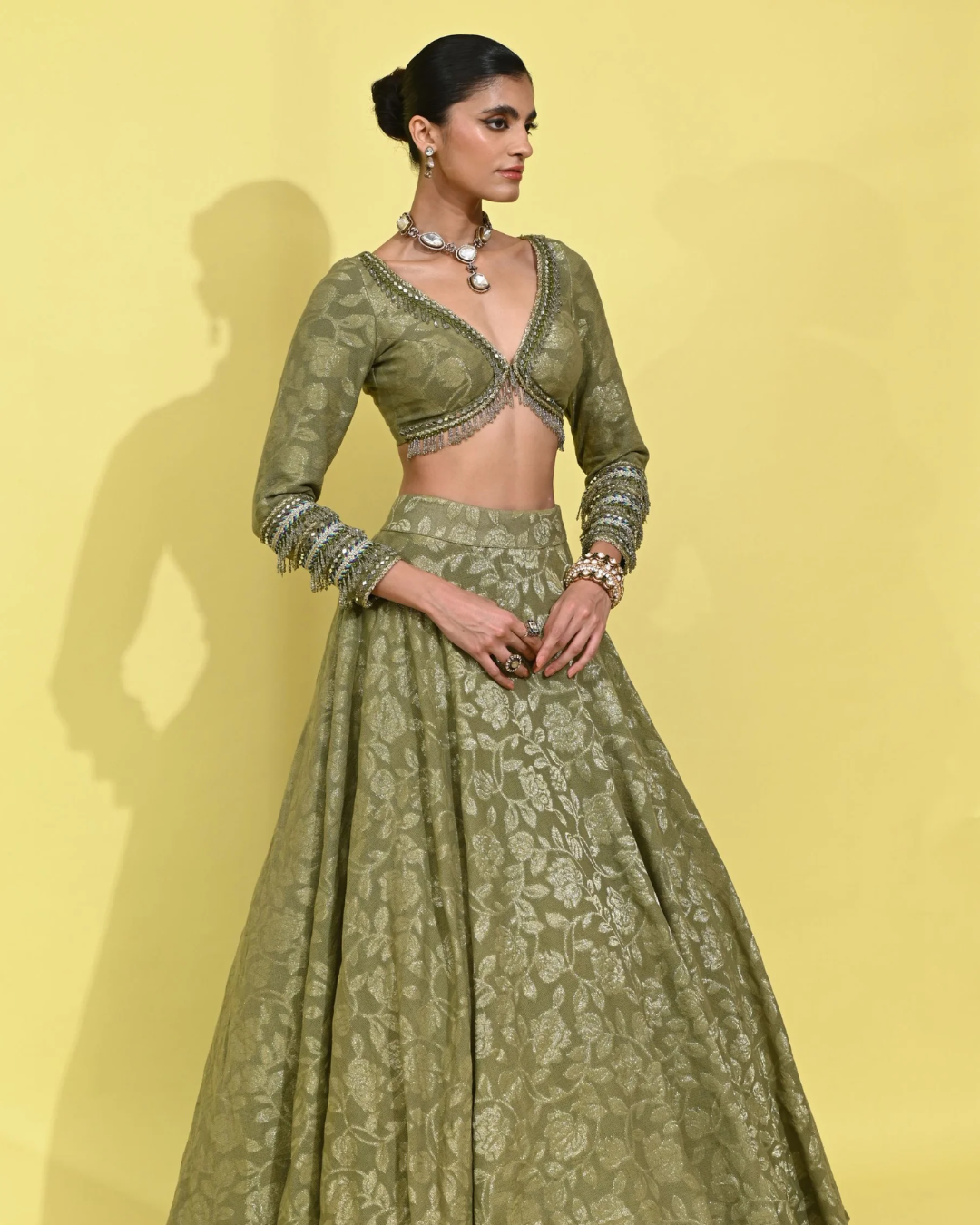 Rishi and Vibhuti - Olive Glam Lehanga From Tamasha