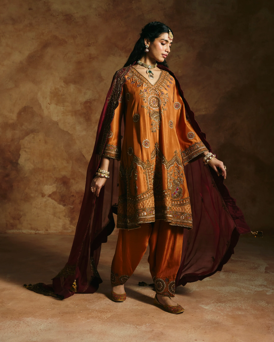Aman Takyar - Brick Rust Kurta Set From Today's Sindh