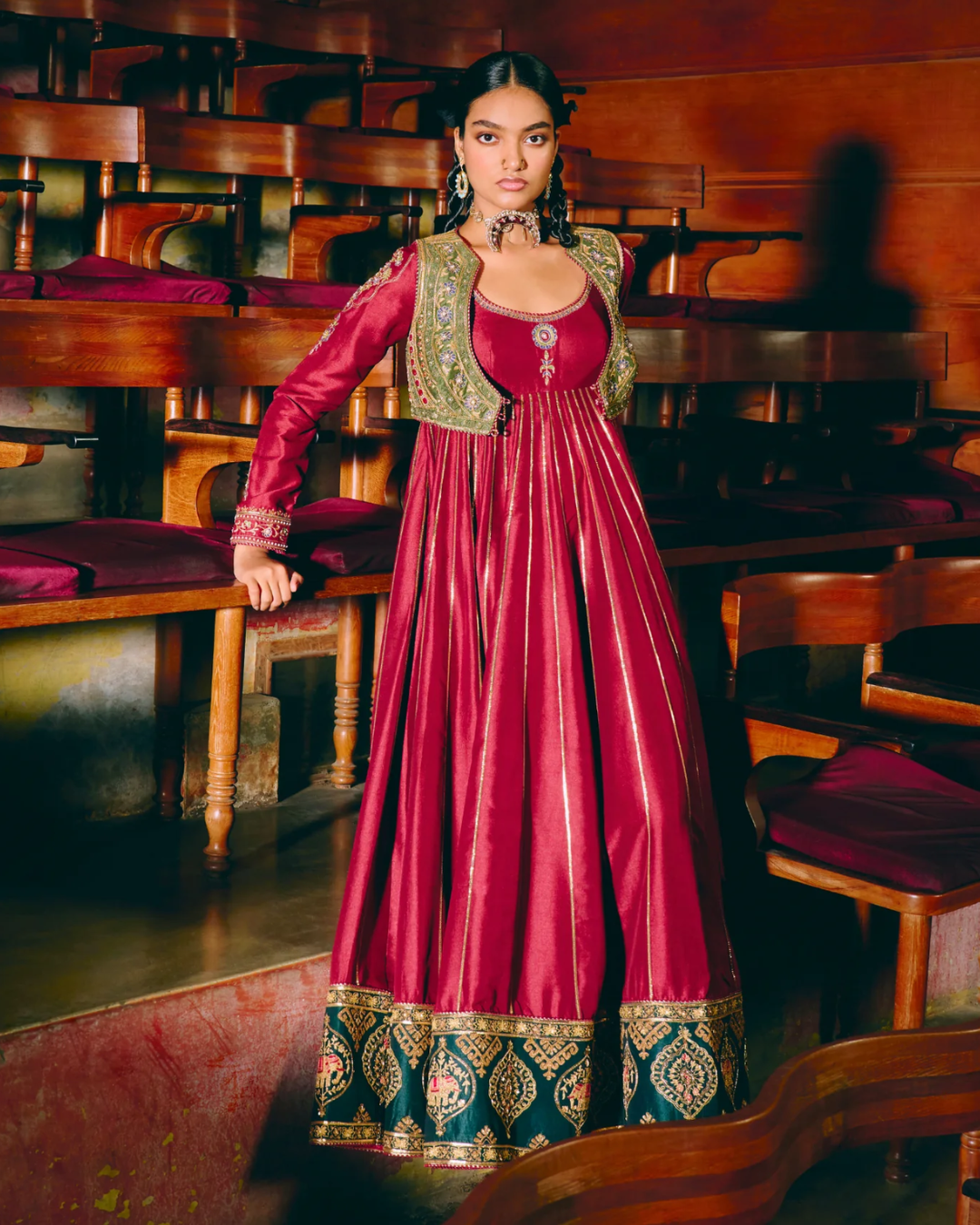 Aditi Gupta - Samarpana Red Anarkali Jacket Set From Chitrakatha