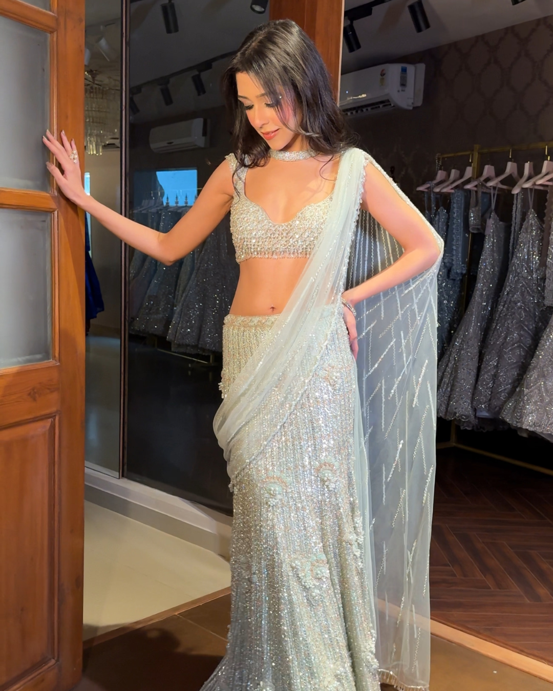 Isa by Dolly Wahal - Mint Green Saree From Fiza