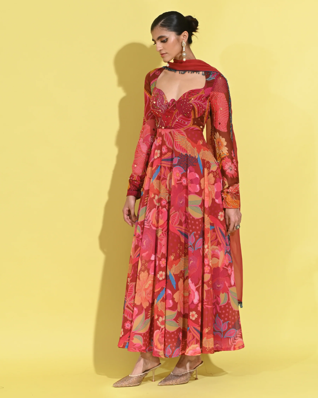 Rishi and Vibhuti - Ruby Anarkali Set From Tamasha