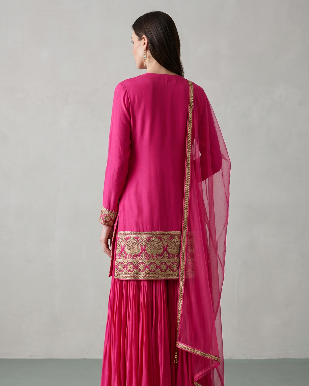 Basanti Kapde Aur Koffee - Pink Embroidered Sharara Set From Suits & Shararas