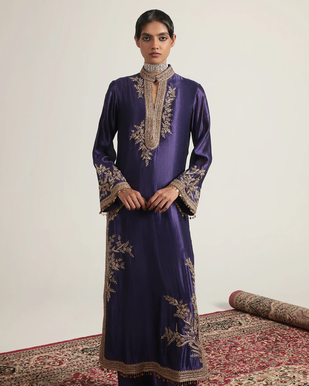 Niti Bothra - Zar-Rang Purple Jaal Kurta Set