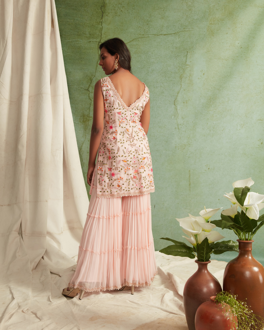 Priyanka Jain - Embroidered Kurta With 3 Tier Sharara And Dupatta From Love Of Tomorrow