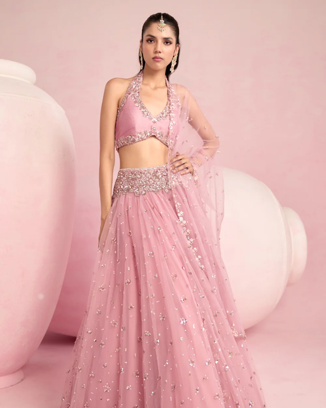 Prevasu - Soft Pink Lehenga Set From Solene