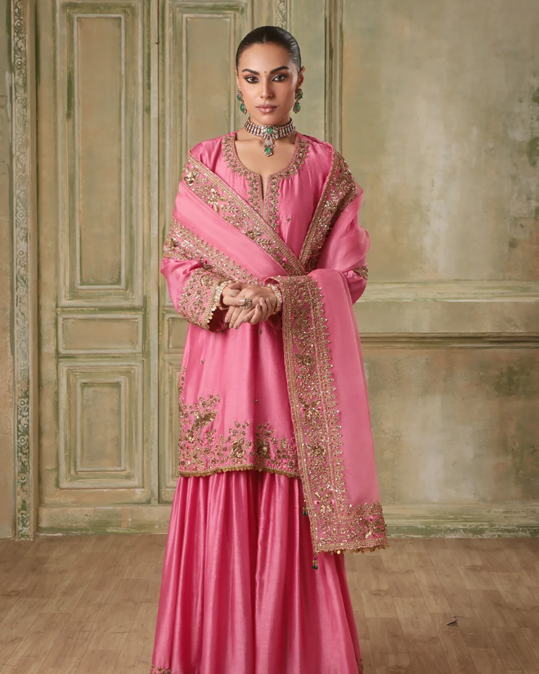 Niti Bothra - Zar-Rang Pink Heavy Sharara Set